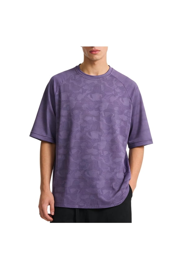 Men's Geometric Camo Raglan T-Shirt, Short Sleeve Breathable Casual Tee, Modern Streetwear Top, Gifts for Him, M-5XL