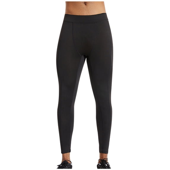 Fewfanhot Men's High Waist Compression Leggings, Stretchy Full Length Workout Pants Quick-Dry Running Basic Tights, Size S-3XL