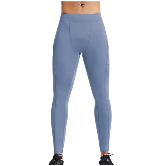 Fewfanhot Men's High Waist Compression Leggings, Stretchy Full Length Workout Pants Quick-Dry Running Basic Tights, Size S-3XL