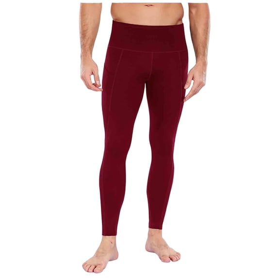 Fewfanhot Men's High Waist Compression Leggings, Stretchy Full Length Workout Pants with Side Pockets,Running Tights for for Gym, Running & Casual Wear, M-3XL (Multicolor)