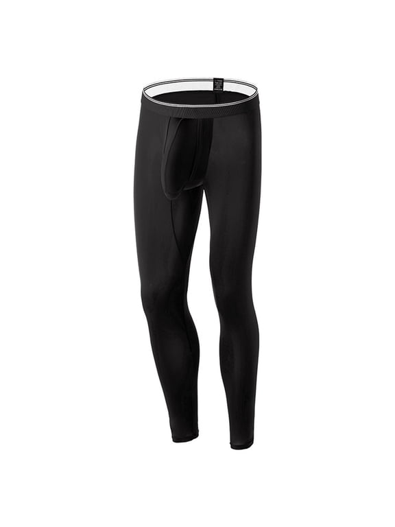 Fewfanhot Men's Ice Silk Blend Thermal Pants Long Johns with Mid Waist Design for Comfortable Wear Exercise and Daily Activities