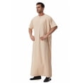 thumbnail image 1 of Fewfanhot Men's Long Sleeve Muslim Thobe, Solid Color Collared Kaftan Robe, Traditional Islamic Jubba, S-3XL, 1 of 9