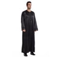 thumbnail image 1 of Fewfanhot Men's Long Sleeve Muslim Thobe, Solid Color Collared Kaftan Robe, Traditional Islamic Jubba with Pockets, S-3XL, 1 of 9