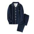 thumbnail image 1 of Fewfanhot Men's Long Sleeve Pajama Set, Notch Collar Button Down Shirt and Elastic Waist Pants, Comfortable Sleepwear Summer Loungewear 2 Piece Set M-2XL, 1 of 3