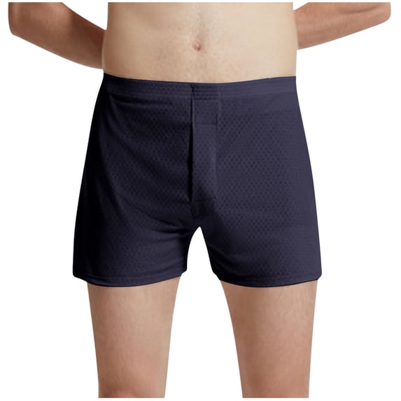 Fewfanhot Men's Lounge Shorts Solid Color Loose Boxer-Style Mesh Design, Breathable Moisture-Wicking Sleepwear Pants