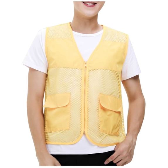 Fewfanhot Men's Mesh Vest Breathable Zipper Front Sleeveless Jacket Lightweight Summer Wear for Outdoor Activities Fishing and Casual Layering
