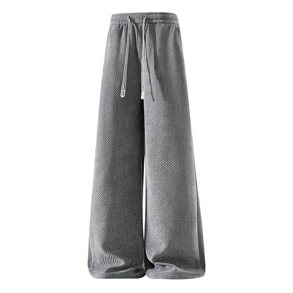 Fewfanhot Men's Pants Casual Baggy Pants Wide Leg Loose Fit Joggers Sweatpants Elastic Waist Drawstring with Pockets