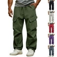thumbnail image 1 of Fewfanhot Men's Pants Casual Stretch Elastic Drawstring Parachute Pants Loose Fit Joggers with Multi Pockets, 1 of 10