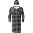 thumbnail image 1 of Fewfanhot Men's Plaid Long Robe & Matching Sleep Cap Pajama Set, Long Sleeve Full-Length Bathrobe for Homewear Cozy and Warm, 1 of 6