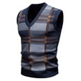 thumbnail image 1 of Fewfanhot Men's Plaid Print V-Neck Knit Sleeveless Sweater, Casual Pullover Vest for Layering, 1 of 3