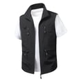 thumbnail image 1 of Fewfanhot Men's Plus Size Lightweight Stand Collar Multi-Pocket Utility Vest, Breathable Casual Outdoor Sleeveless Jacket, 1 of 5