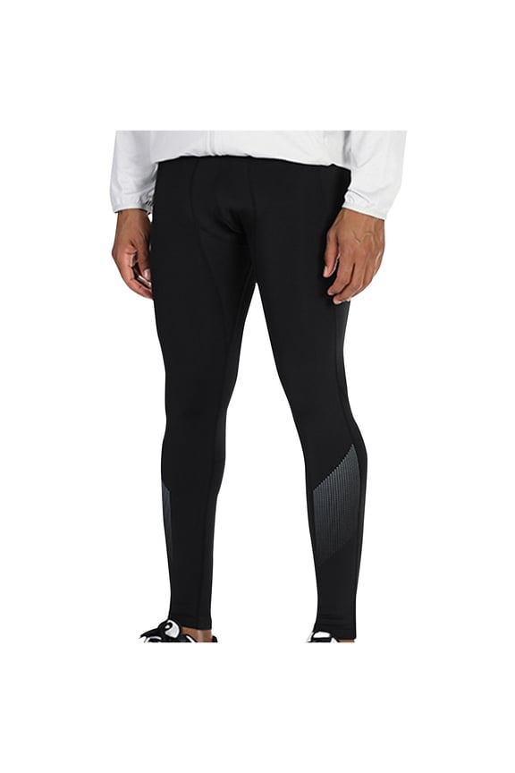 Men's Reflective Stripe Athletic Tights, High-Stretch Full Length Compression Pants, Breathable Quick-Dry Bottoms for Running, Cycling & Gym Workouts