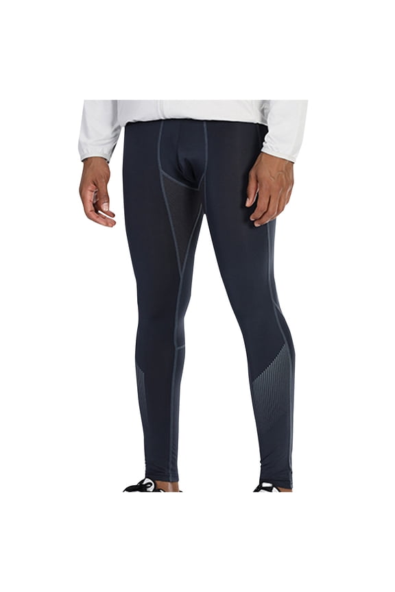 Men's Reflective Stripe Athletic Tights, High-Stretch Full Length Compression Pants, Breathable Quick-Dry Bottoms for Running, Cycling & Gym Workouts