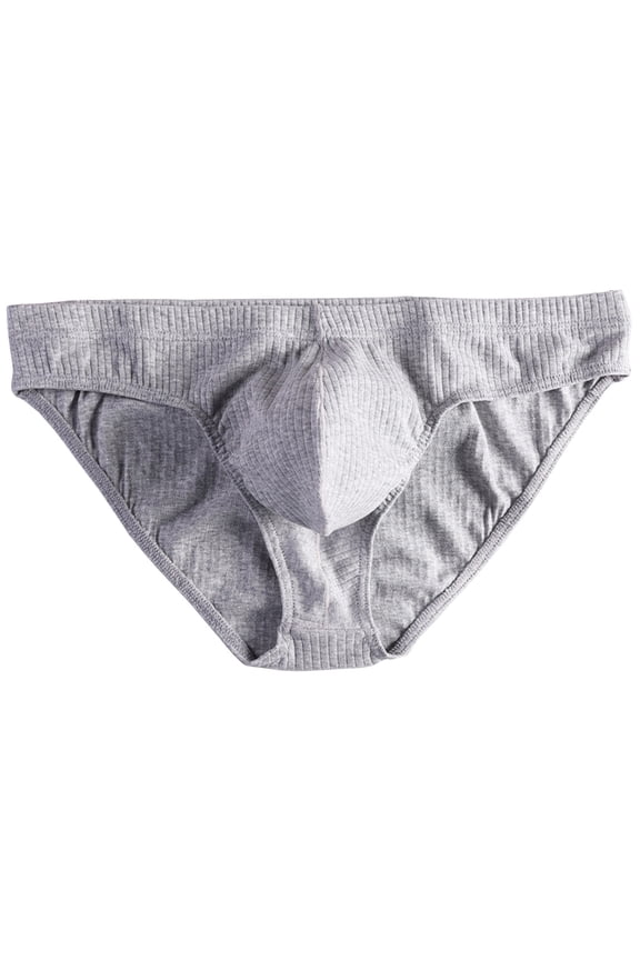 Men's Ribbed Low-Rise Bikini Briefs, Stretchy Cotton Blend Underwear Contoured Pouch Trunks for Daily & Athletic Wear, M-2XL