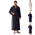 thumbnail image 1 of Fewfanhot Men’s Shawl Collar Fleece Bath Robe, Long Wrap‑Around House Robe with Self‑Tie Belt, Sleep Robe for Adult Men M‑XL, 1 of 10
