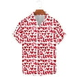 thumbnail image 1 of Fewfanhot Men's Shirts Valentines Day Shirt Heart Print Button Down Collared Short Sleeve Hawaiian Shirt, 1 of 5