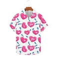 thumbnail image 1 of Fewfanhot Men's Shirts Valentines Day Shirt Heart Print Button Down Collared Short Sleeve Hawaiian Shirt, 1 of 5