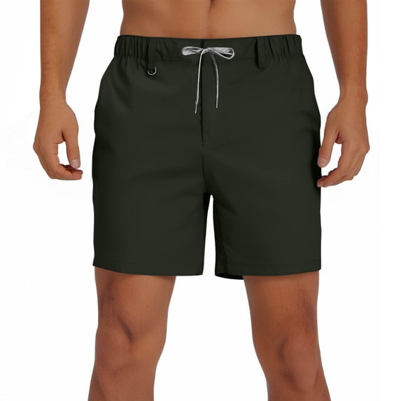 Fewfanhot Men's Slim Fit Cargo Shorts Elastic Drawstring Waist with Multiple Pockets Modern Style for Outdoor Casual and Street Wear