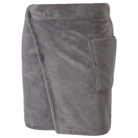 Fewfanhot Men's Solid Color Pants - Wearable Towel Robe Bathrobe with Pockets, Absorbent Soft Loungewear for Post-Shower & Pool Use