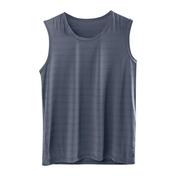 Fewfanhot Men's Solid Color Sleeveless T-Shirt, Classic Round Neck Tank Soft Comfortable Summer Top, Athletic Running Gym Workout Versatile Casual Wear