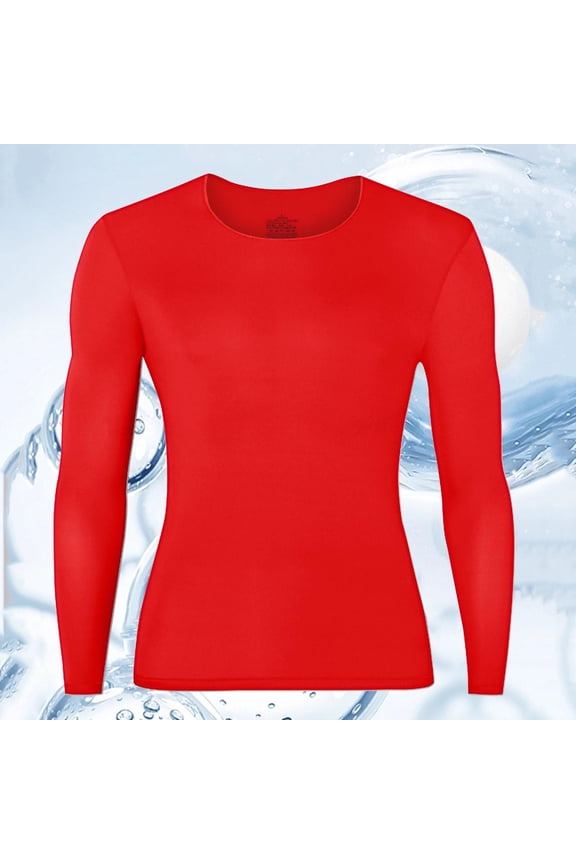 Fewfanhot Men's Solid Color Thermal Top Elastic Base Layer for Outdoor Activities Fitness Training Cold Weather Warmth