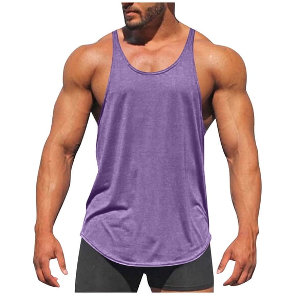 Fewfanhot Men's Stringer Muscle Tank Top Quick Dry Sleeveless Workout Shirt Lightweight Gym Fitness & Bodybuilding Y-Back Vest, Plus Size Available