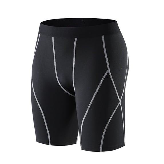 Fewfanhot Men's Stripe Compression Shorts, Knee-Length Athletic Tights with Quick Dry Fabric, Workout Shorts for Running & Training (Multicolor)