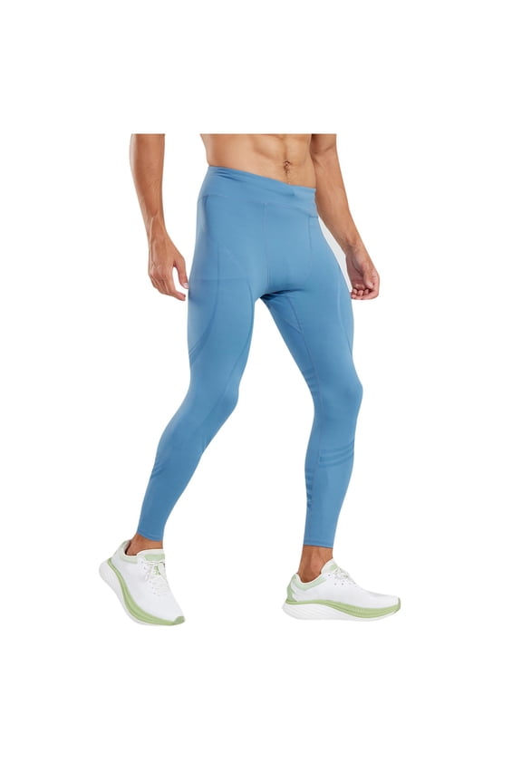 Men's Striped Compression Leggings, High Waist Athletic Tights with Reflective Details, Stretchy Workout Pants for Running, Gym & Training