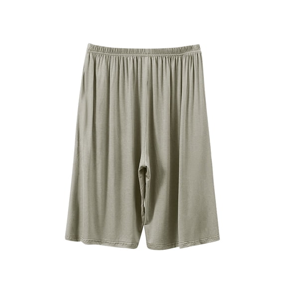 Fewfanhot Men's Summer Modal Lounge Shorts - Solid Color Plus Size Loose Design, 5/8 Length Soft Breathable Sleep Pants
