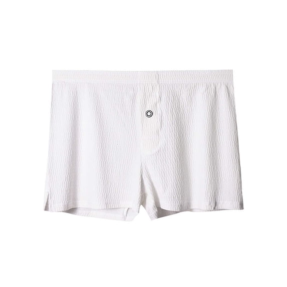 Fewfanhot Men's Textured Button Fly Boxer Briefs, Soft Cotton Elastic Waist Underwear, Comfortable Trunks for Daily & Casual Wear, M-2XL