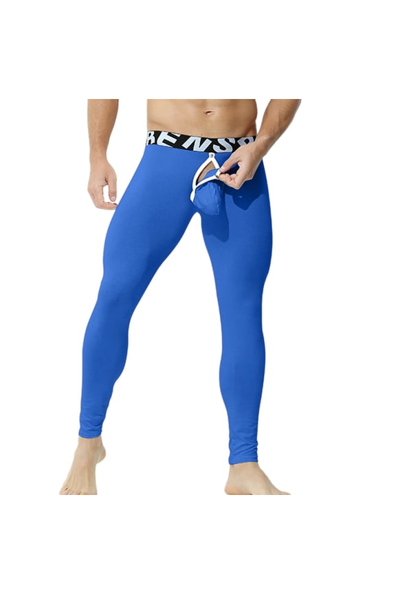 Fewfanhot Men's Thermal Pants Low Rise Leggings Long Johns High-Elastic Pant with Detachable Bag for Winter Wear Indoor Outdoor Fitness