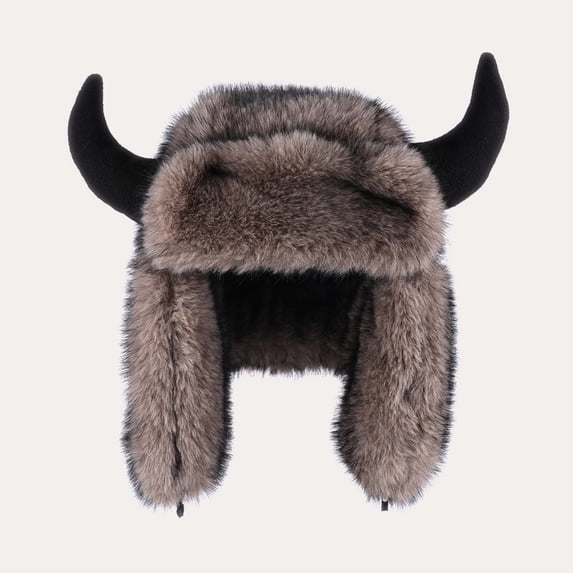 Fewfanhot Men's Trooper Trapper Hat Warm Winter Hats with Earflaps Faux-Fur Hunting Skiing Outdoor Hat