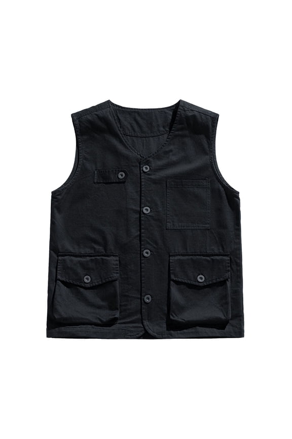 Men's Utility Vest Lightweight Sleeveless Cargo Vest Jacket with Multiple Pockets Durable Cotton Blend for Outdoor Work, Hunting, Fishing and Vacation
