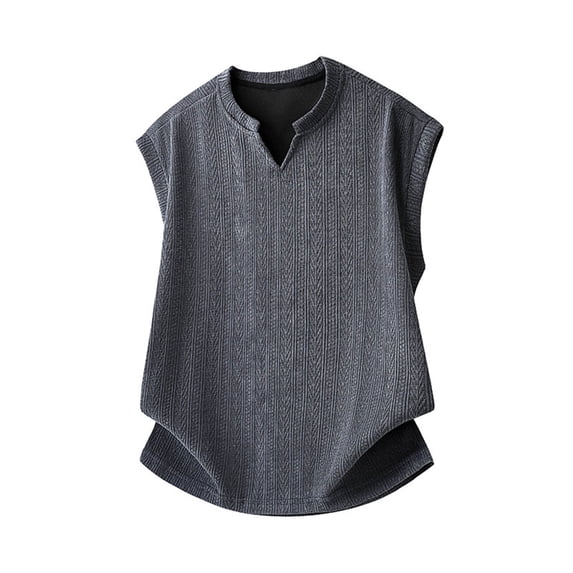 Fewfanhot Men's V-Neck Sleeveless Tank Top Solid Color Casual Breathable Vest for Men Summer Beach Daily Outdoor Wear, Sizes S-3XL