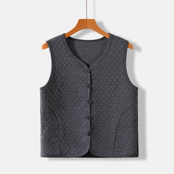 Fewfanhot Men's Winter Vest Thermal Underwear Top, Solid Color Thick Fleece-Lined Sleeveless Warm Base Layer