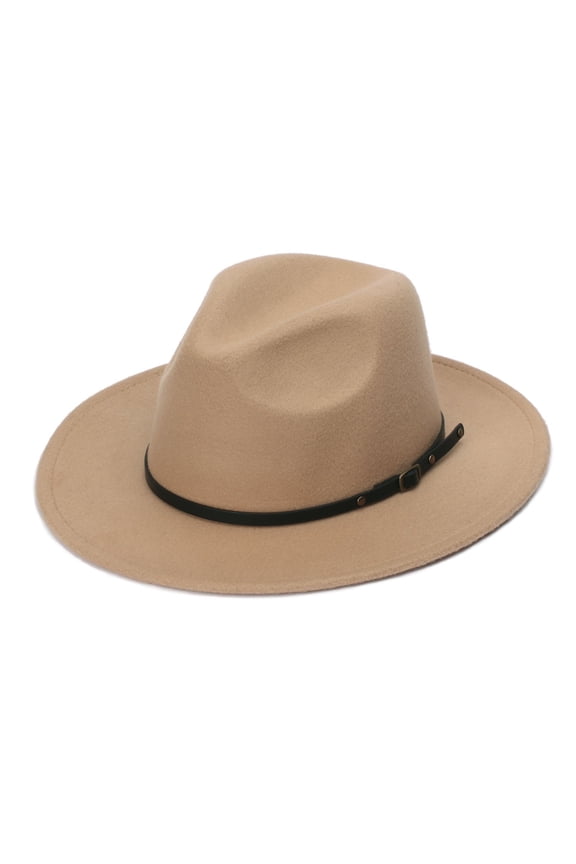 Fewfanhot Men's Women's Classic Wide Brim Floppy Panama Hat Belt Buckle Wool Fedora Hat Fashion Hat