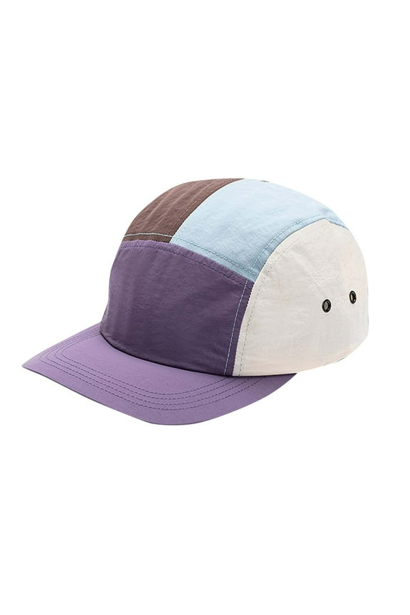 Men's Women's Color Block Camper Hat, Quick-Dry Nylon Breathable Eyelets Stylish Vintage Baseball Cap for Outdoor Hiking, Camping, Streetwear