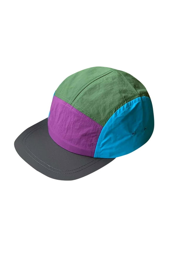 Men's Women's Color Block Camper Hat, Quick-Dry Nylon Breathable Eyelets Stylish Vintage Baseball Cap for Outdoor Hiking, Camping, Streetwear