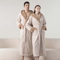 thumbnail image 1 of Fewfanhot Mens Fleece Plush Robe with Hood Ultra Soft Fluffy Full-Length Long with Pockets Comfort House Coat, 1 of 6