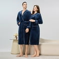 thumbnail image 1 of Fewfanhot Mens Hooded Robe, Big and Tall Plush Fleece Long Bath Robe Full-Length Waist Tie Pajama with Pockets, 1 of 7