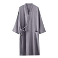 thumbnail image 1 of Fewfanhot Mens Large Robe, Big and Tall Plush Fleece Cardigen Long Robe Waist Tie Full-Length Solid Color Bathrobe with Pockets, 1 of 3