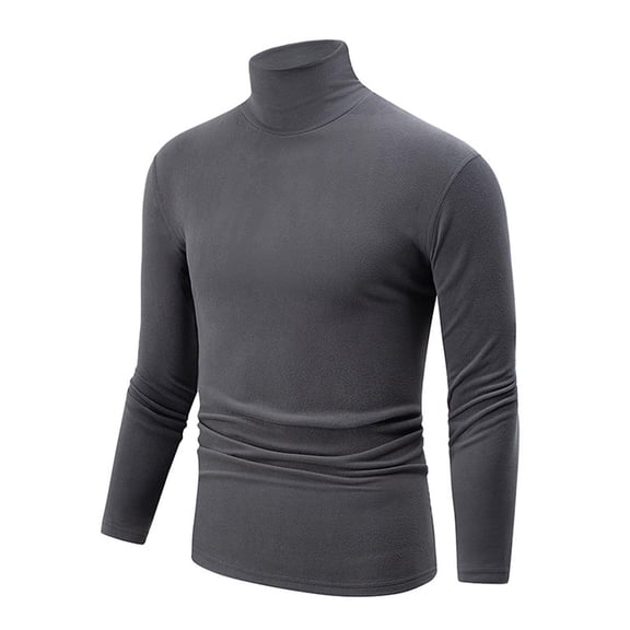 Fewfanhot Mens Long Sleeve Shirt Casual Slim Fit Basic Tops Knitted Lightweight Turtleneck Pullover Sweater
