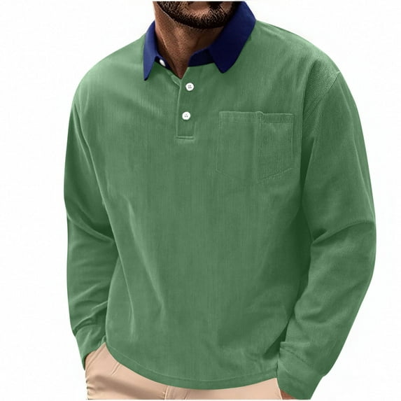 Fewfanhot Mens Long Sleeve Tee Shirts Classic Casual Long Sleeved Thermal Button Shirt with Pocket