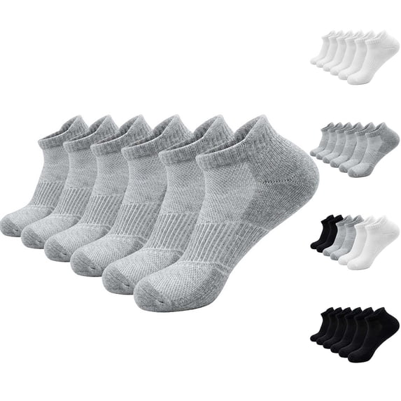 Fewfanhot Mens Low Cut Ankle Socks 100% Cotton Breathable Sweat Absorbent Outdoor Casual Athletic Daily Socks, 6 Pairs