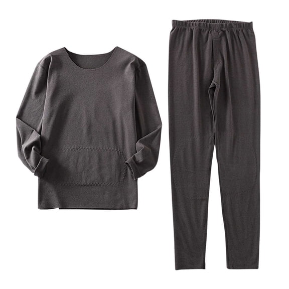 Fewfanhot Mens Pajamas Crewneck Long Sleeve Tops Wide Leg Pants Casual 2 Piece Pajama Set