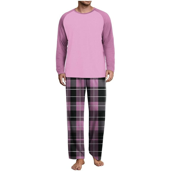 Fewfanhot Mens Pajamas Set Lightweight Nightwear Pjs Sleepwear Quick Dry Soft Comfy Long Sleeve Loungewear With Pocket