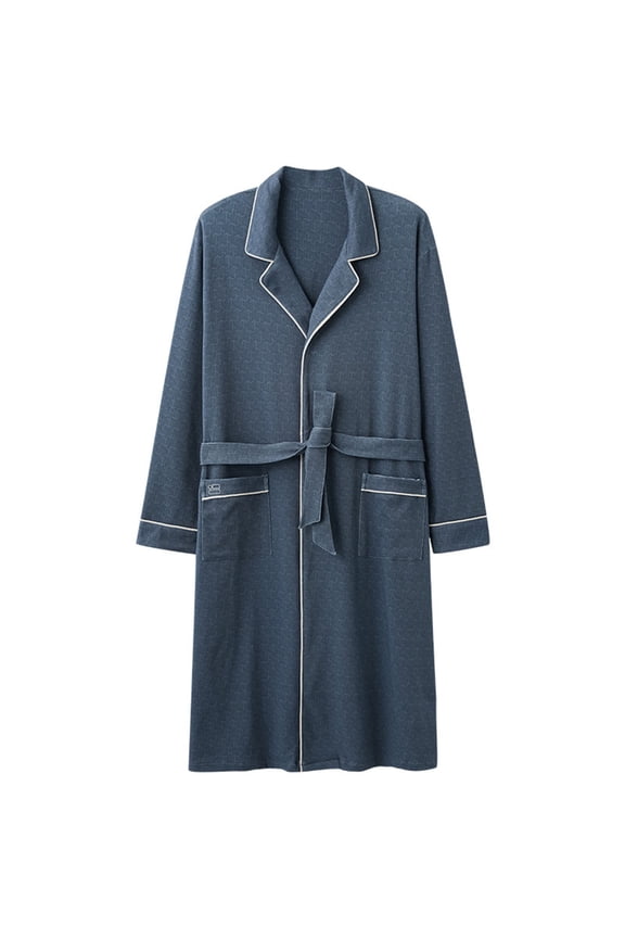 Fewfanhot Mens Robe, Big and Tall Plush Fleece Bathrobe Long Sleeve V Neck Collar Full-Length Pajama Cozy and Warm With Pockets