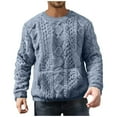 thumbnail image 1 of Fewfanhot Mens Shirts Cable Knit Pullover Long Sleeve Crewneck Sweater Casual Soft Knitted Sweater with Ribbing Edge, 1 of 6