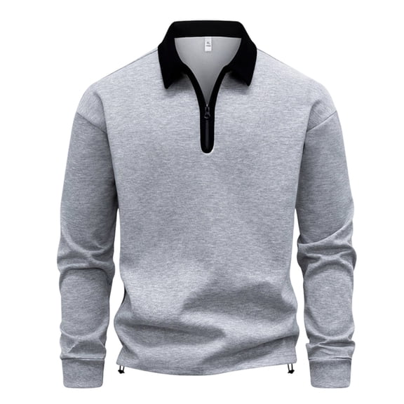 Fewfanhot Mens Shirts Casual Casual Quarter Zip Pullover Stretch Long Sleeve Turndown Collar Long Sleeve Shirt