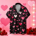 thumbnail image 1 of Fewfanhot Mens Shirts Valentines Day Shirt Heart Print Button Down Collared Short Sleeve Hawaiian Shirt, 1 of 5